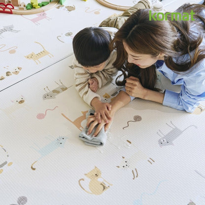 [HAPPY KITTY] Korea Factory Playmat - 1.5cm, Anti-Slip, Waterproof, PVC, Toddler Safe