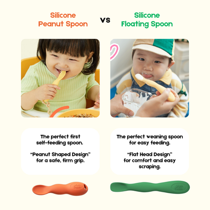 Ergonomic Peanut Baby Spoon |  Platinum Silicone Feeding Spoon | 6mths above