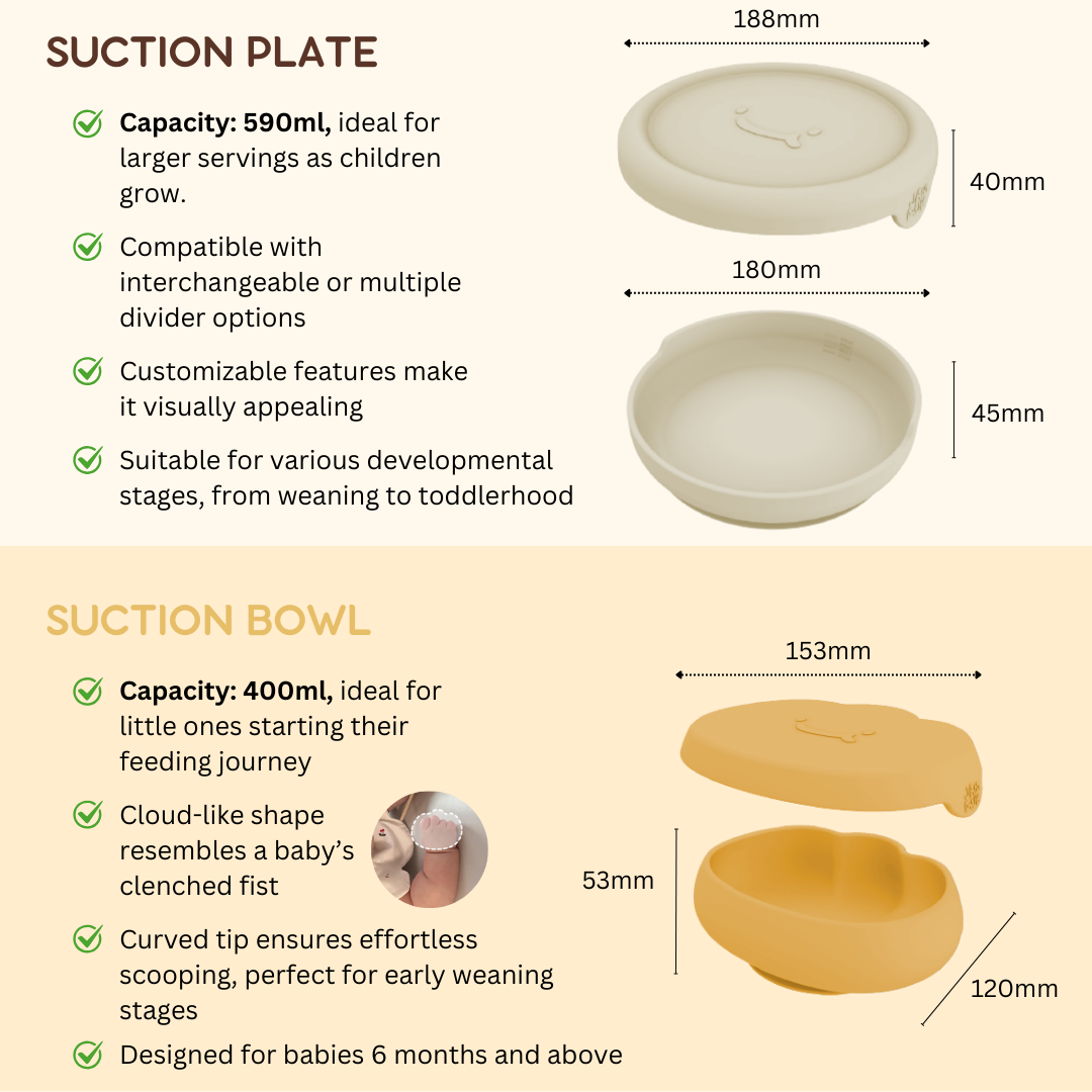 Suction Plates with Lid cover & Dividers | BPA Free | Platinum Silicone