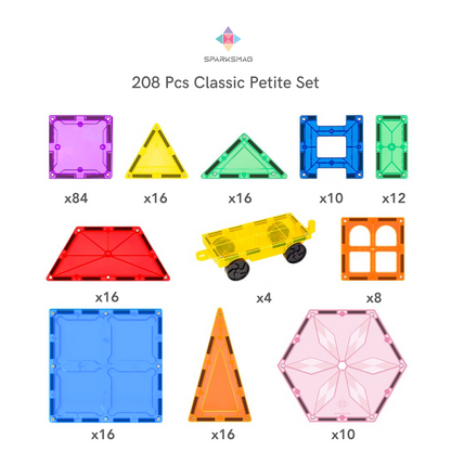 Magnetic Tiles Classic / Light Series | Petite / Grande | 104 / 208 pcs