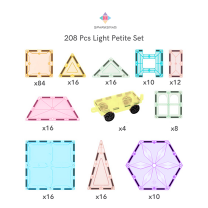 Magnetic Tiles Classic / Light Series | Petite / Grande | 104 / 208 pcs