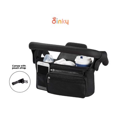 Baby Stroller Organizer Bag - Insulated Bottle / Cup Sections & Strap Hooks