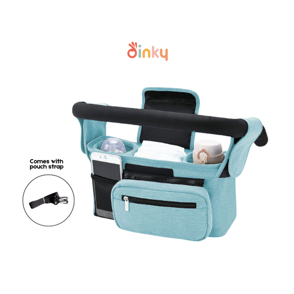 Baby Stroller Organizer Bag - Insulated Bottle / Cup Sections & Strap Hooks