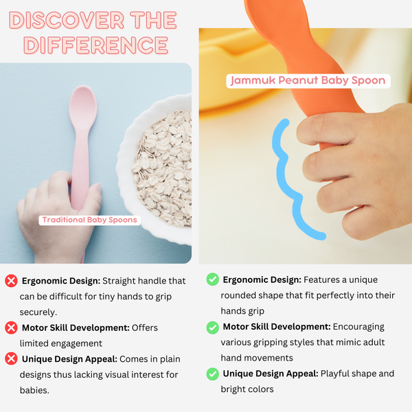 JAMMUK - Baby Ergonomic Silicone Peanut Spoon & Strap