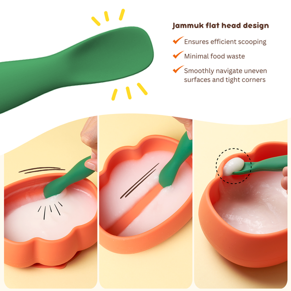 Ergonomic SLIM Peanut Spoon |  Platinum Silicone feeding spoon | 12mths above