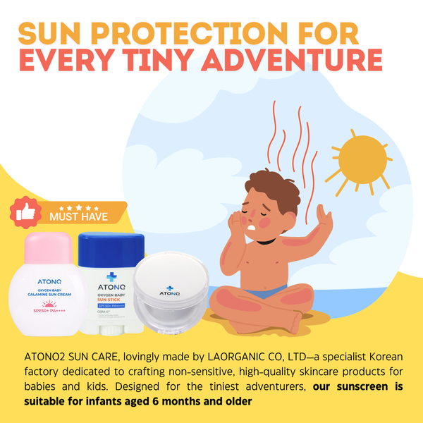 ATONO2 -  Suncare series SPF50+ PA++++ | Sun Screen UVB UVA protection for Baby Toddler Kids