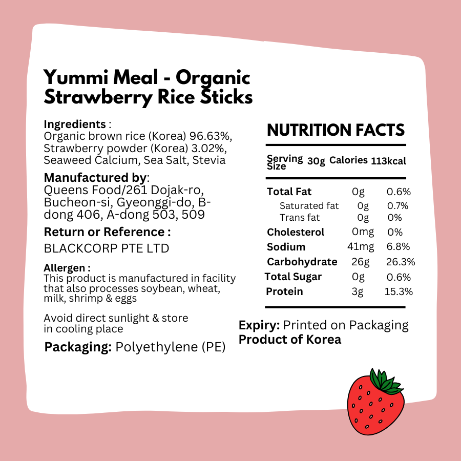 Organic Strawberry Rice Sticks (10M+) - Pesticide-FREE