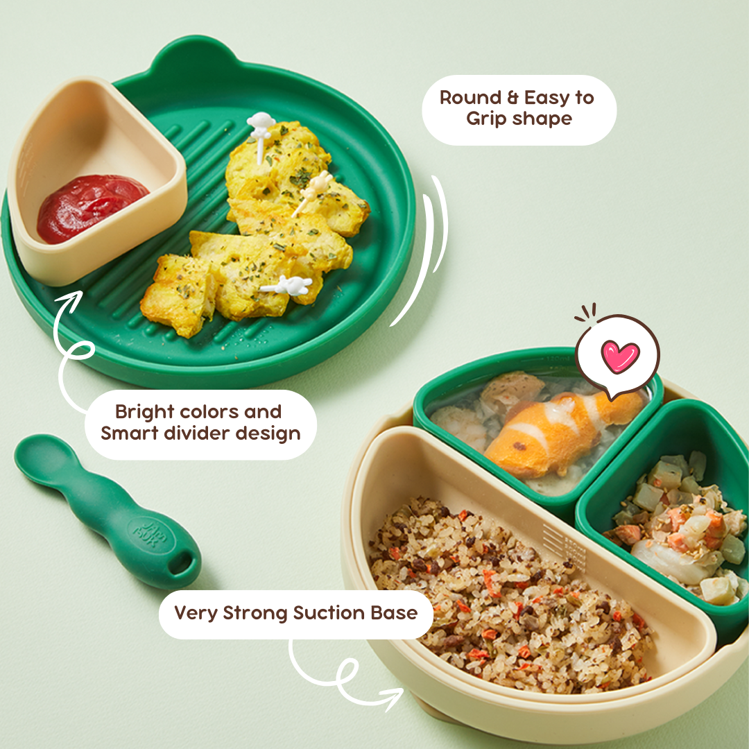 Suction Plates with Lid cover & Dividers | BPA Free | Platinum Silicone