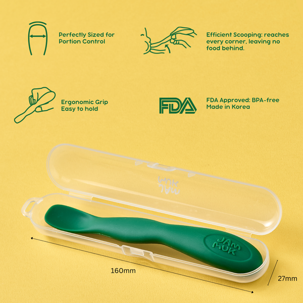 Ergonomic SLIM Peanut Spoon |  Platinum Silicone feeding spoon | 12mths above