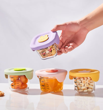 Bunny Food Storage Glass Container - Circle & Square | For easy meal prep!