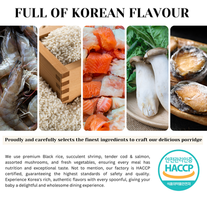 Korean Ready To Eat Nutritional Rice Porridge (6M+) - Seafood, Mushroom, Cheese (100g)