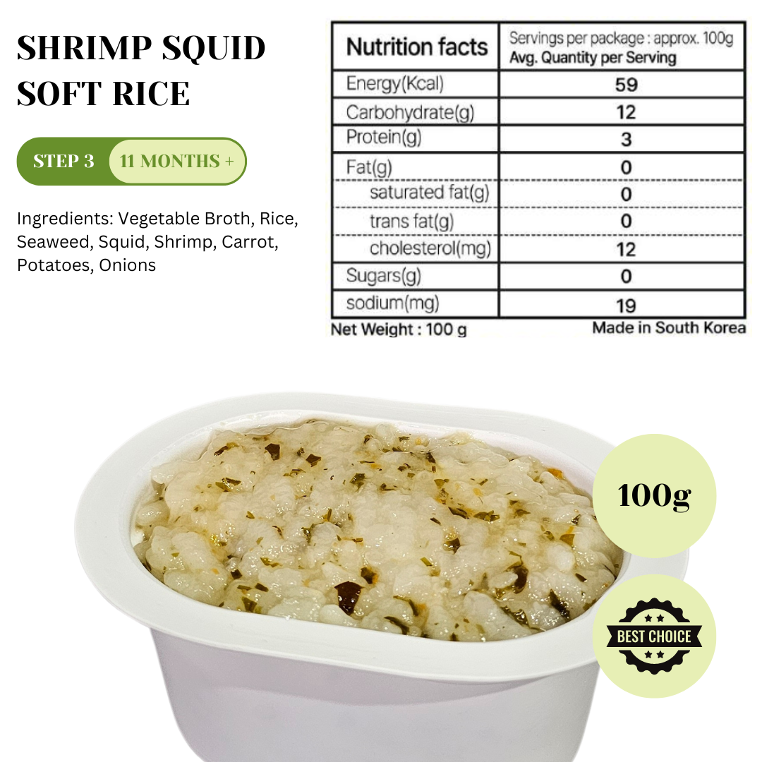 Korean Ready To Eat Nutritional Rice Porridge (6M+) - Seafood, Mushroom, Cheese (100g)