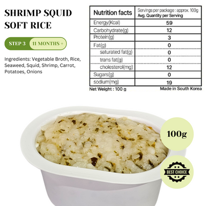 Korean Ready To Eat Nutritional Rice Porridge (6M+) - Seafood, Mushroom, Cheese (100g)