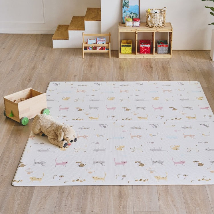 [HAPPY KITTY] Korea Factory Playmat - 1.5cm, Anti-Slip, Waterproof, PVC, Toddler Safe