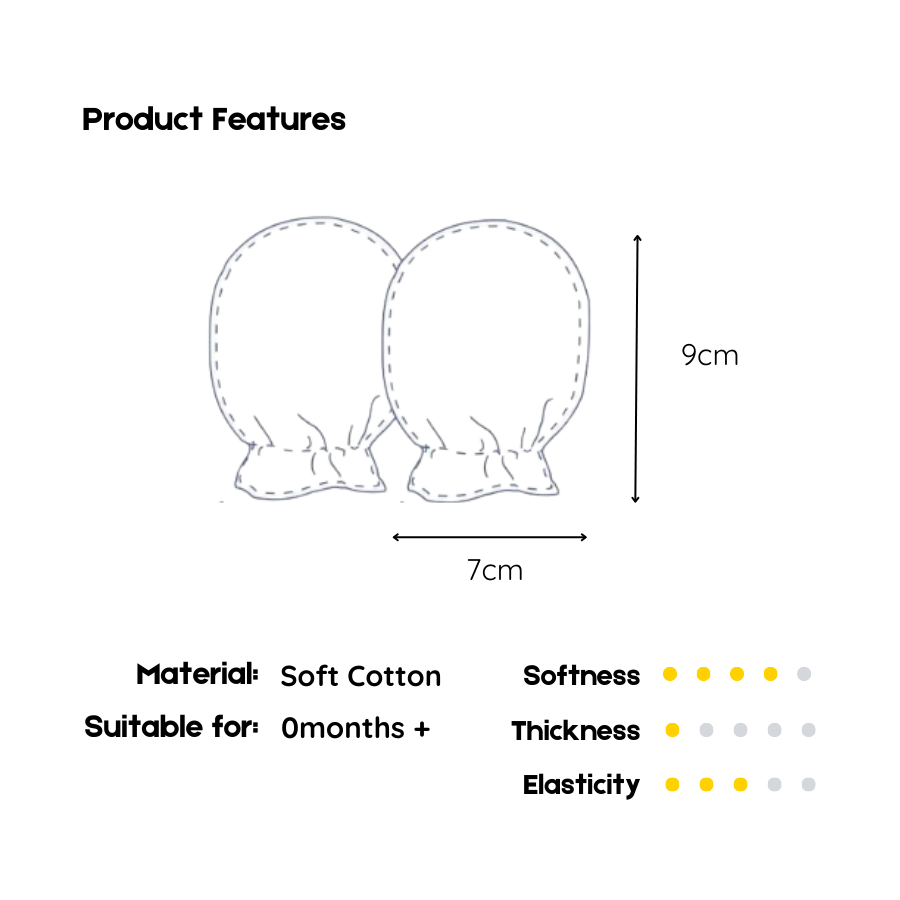 Baby Mittens for Newborn 0m+ | Soft Cotton & Breathable | Prevent Scratch