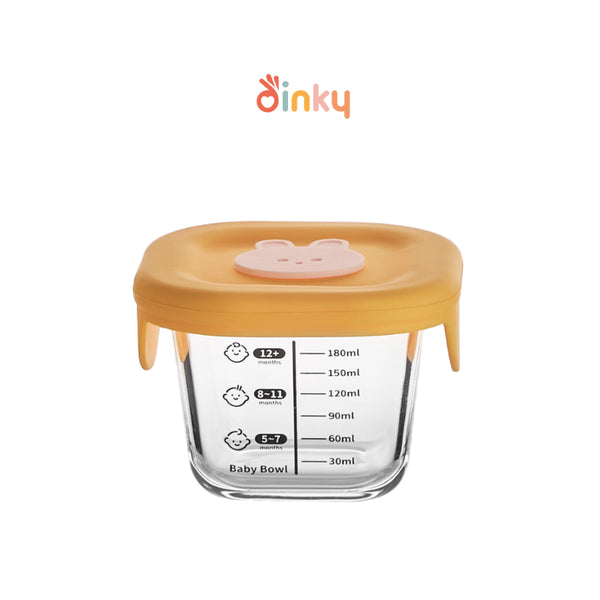 Dinky Family Cute Bunny Circle & Square Food Storage Glass Container | Making baby meal preparation time so much easier!