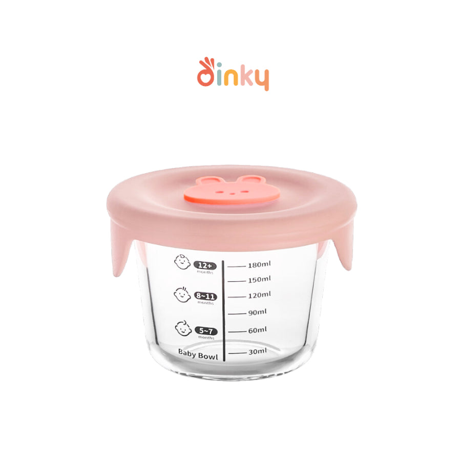 Dinky Family Cute Bunny Circle & Square Food Storage Glass Container | Making baby meal preparation time so much easier!