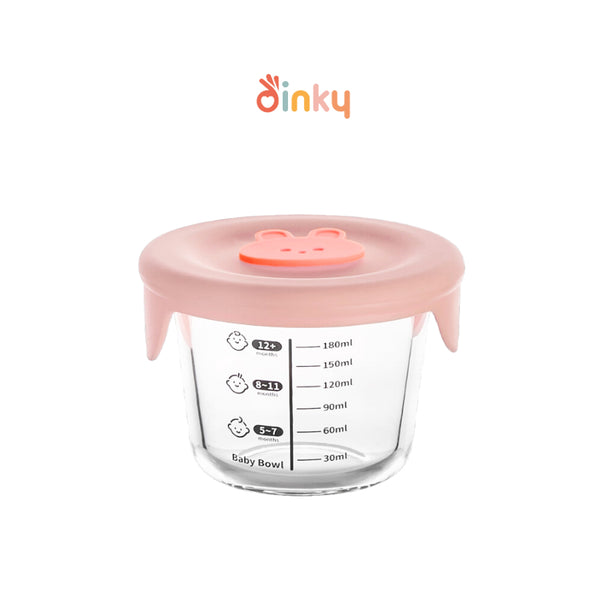 Dinky Family Cute Bunny Circle & Square Food Storage Glass Container | Making baby meal preparation time so much easier!