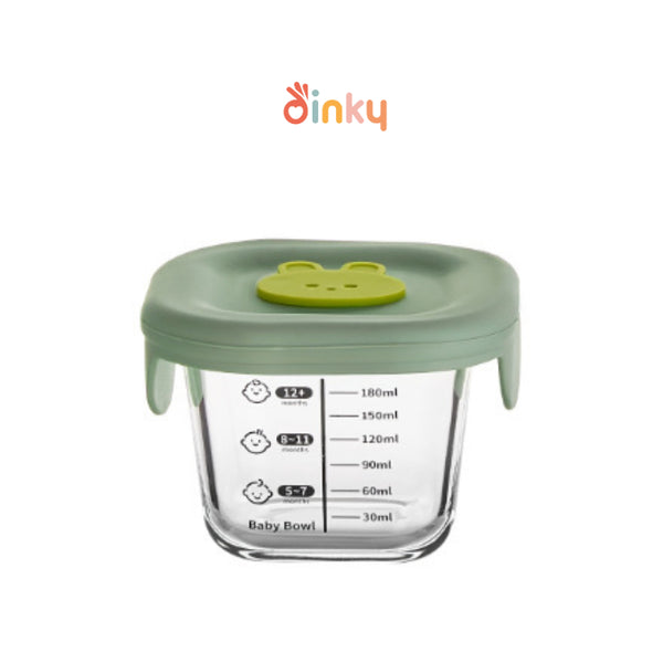 Dinky Family Cute Bunny Circle & Square Food Storage Glass Container | Making baby meal preparation time so much easier!