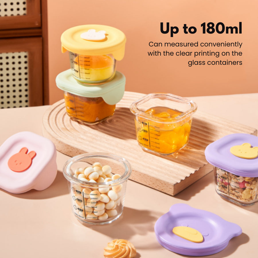 Bunny Food Storage Glass Container - Circle & Square | For easy meal prep!