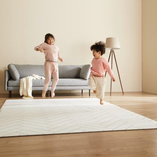 [MODERN HERRINGBONE] Korea Factory Playmat - 1.5cm, Anti-Slip, Waterproof, PVC, Toddler Safe